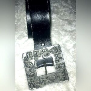 Zodiac Heavy Iron Buckle Leather Belt Rare, Unisex, womens LG, Mens M